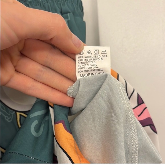 Graphic Teal and Orange Men's Shorts - Picture 3 of 7